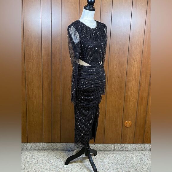 Self-Portrait Diamante Fishnet Midi-Dress size 4 - Picture 10 of 16